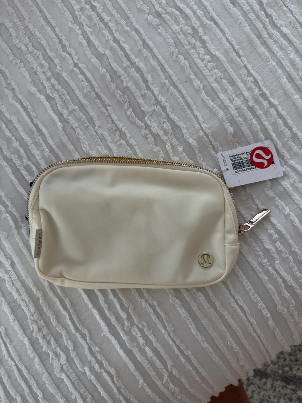 lululemon Cream Zip Pouch with Red-Accented Strap